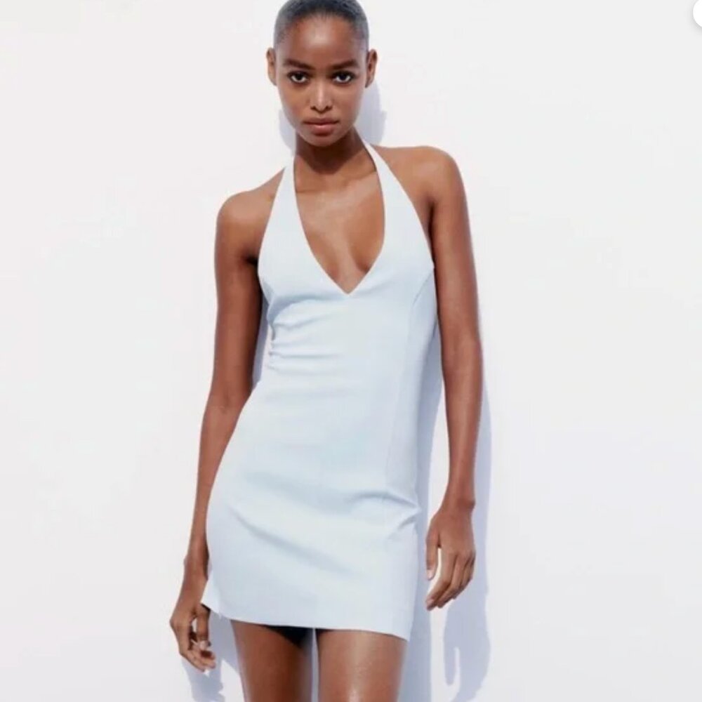 Zara blue halter dress